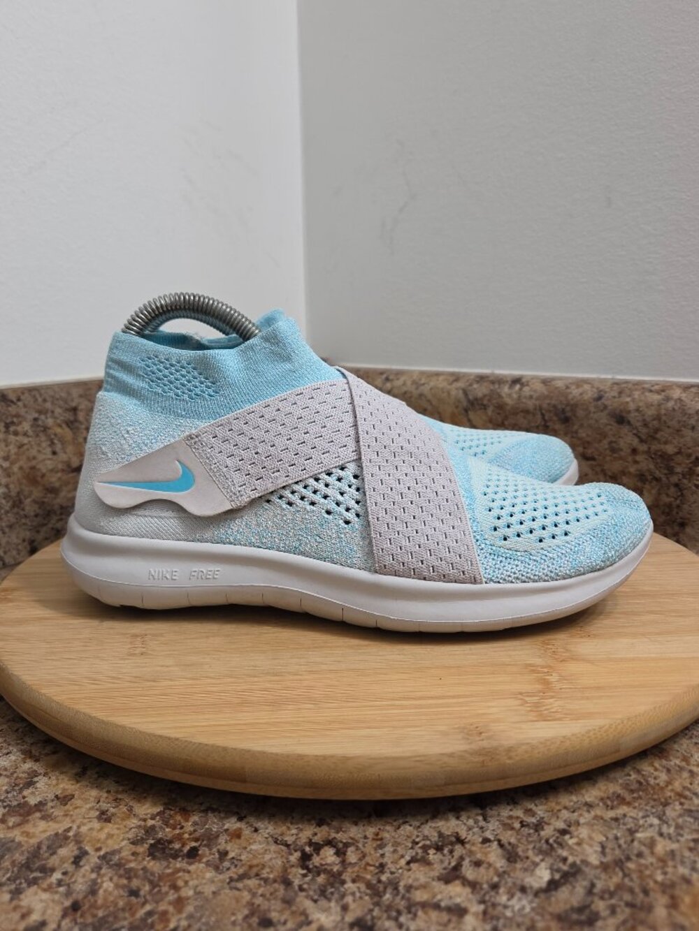 Nike Free RN Motion Flyknit 2017 Womens Blue Running Shoes Sneakers Size 7